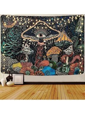 Psychedelic Forest Mushroom Tapestry Abstract Wall Living Room Bedroom Dorm NWT
